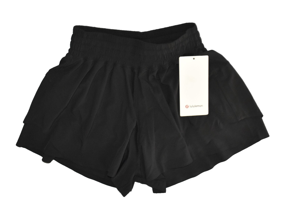 B0 NWT LULULEMON Shake It Out Black High Rise Running Short 2.5 in Size XS $68